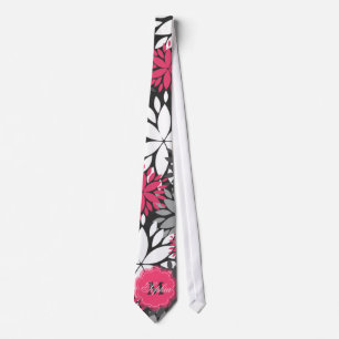 Beautiful girly trendy monogram floral pattern tie