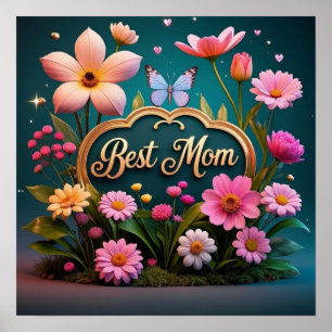 Beautiful glam mother's day flowers poster