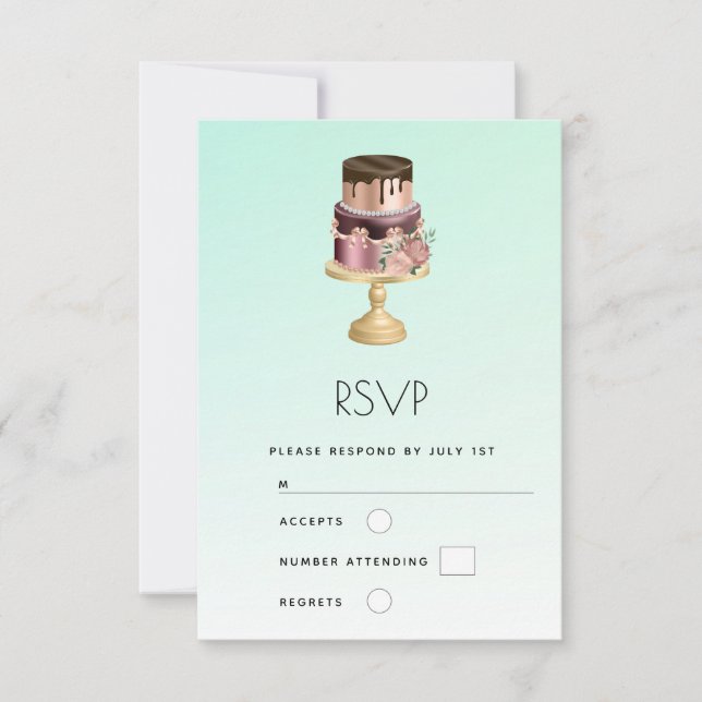 Beautiful Glam Party Cake RSVP Card (Front)
