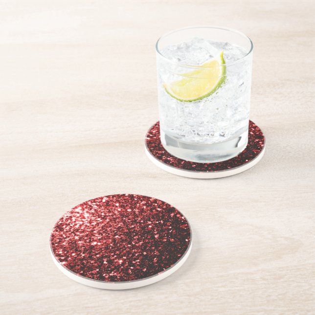 Beautiful Glamour Red Glitter sparkles Coaster (Side)