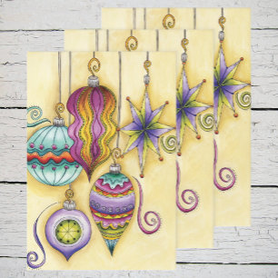 Beautiful Glass Colorful Christmas Ornaments Wrapping Paper Sheet