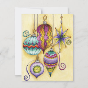 Beautiful Glass Colourful Christmas Ornaments Holiday Card