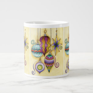 Beautiful Glass Colourful Christmas Ornaments Large Coffee Mug