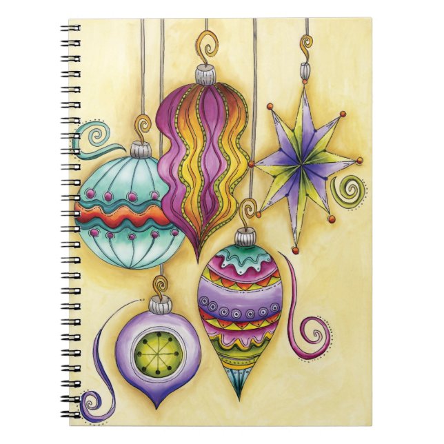 Beautiful Glass Colourful Christmas Ornaments Notebook (Front)