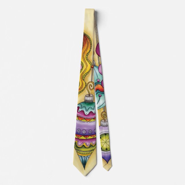 Beautiful Glass Colourful Christmas Ornaments Tie (Front)