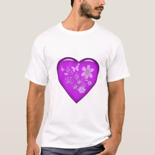 Beautiful Glass Floral Heart T-Shirt
