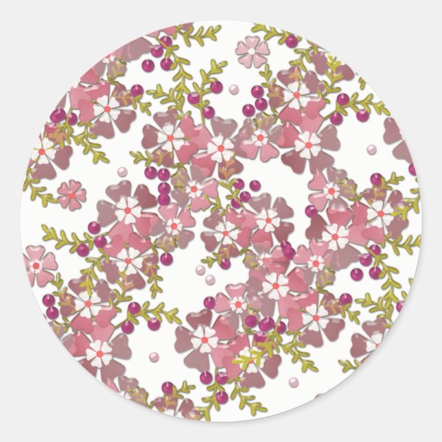 Beautiful glass flowers classic round sticker (Front)