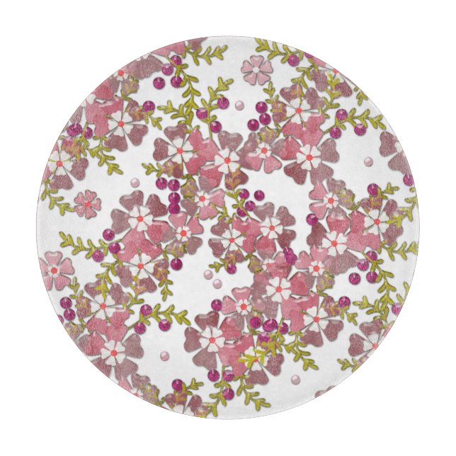 Beautiful glass flowers cutting board (Front)