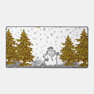 Beautiful glitter New Year on white Desk Mat