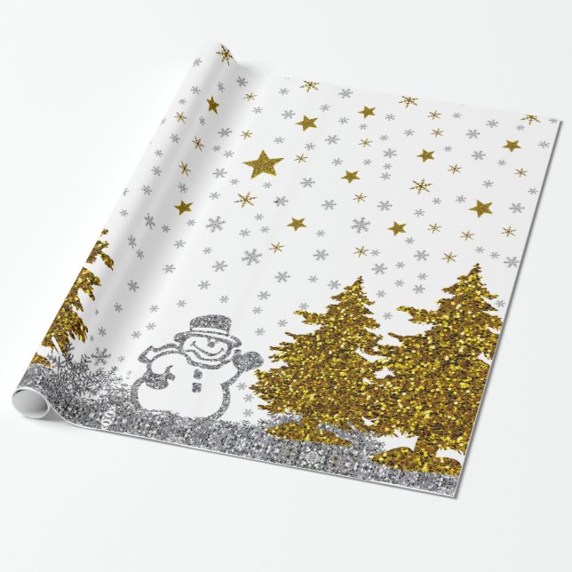 Beautiful glitter New Year on white Wrapping Paper (Unrolled)