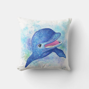 Beautiful Glittery Blue Dolphin Cushion