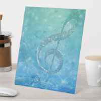 Beautiful Glittery Blue Music Note Treble Clef