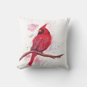 Beautiful Glittery Red Bird Cushion