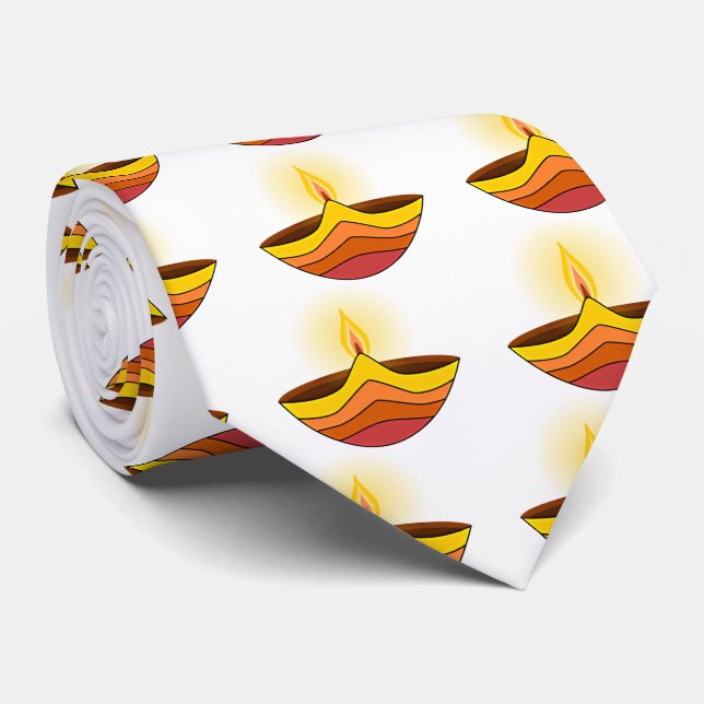 Beautiful Glowing Diwali Lamp Tie (Rolled)