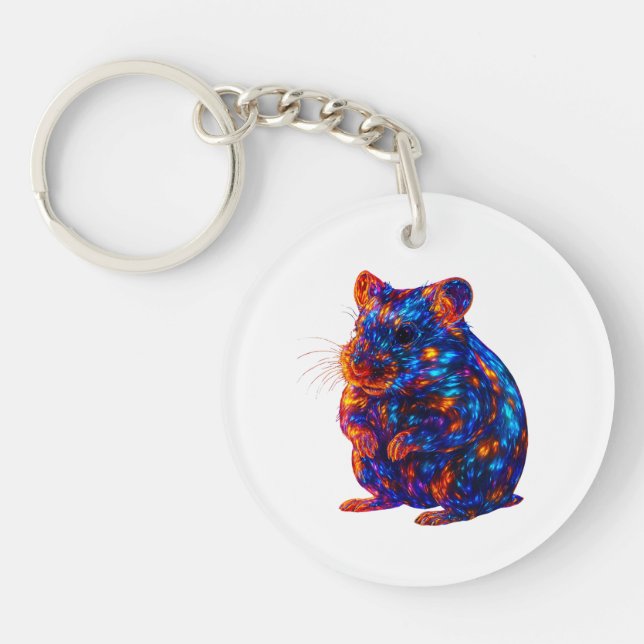 Beautiful Glowing Hamster Art  Key Ring (Front)
