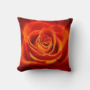 Beautiful Glowing Red Orange Rose Cushion