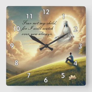 Beautiful God Watching Over His Child Square Wall Clock