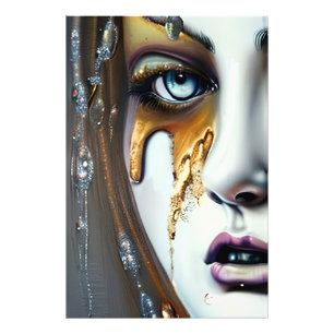 Beautiful Goddess Melting Gold Sparkling Jewels Photo Print