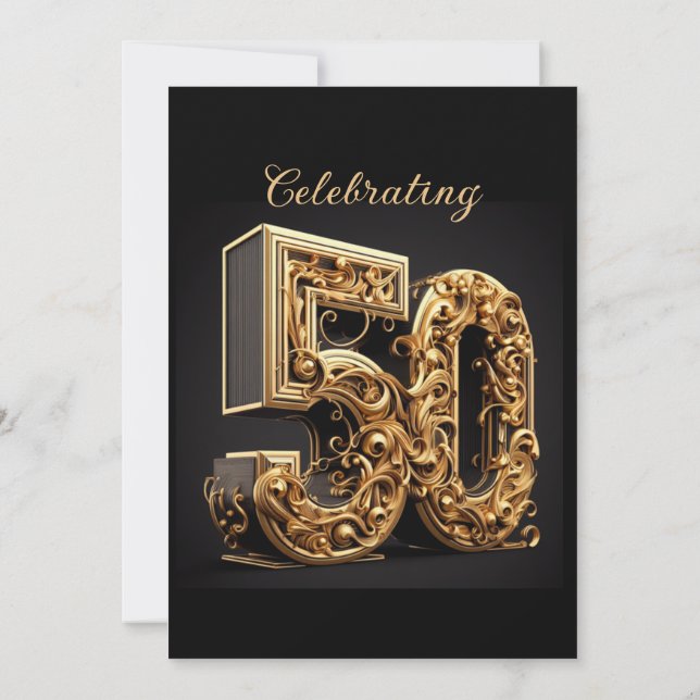 BEAUTIFUL GOLD 50TH WEDDING ANNIVERSARY INVITATION (Back)