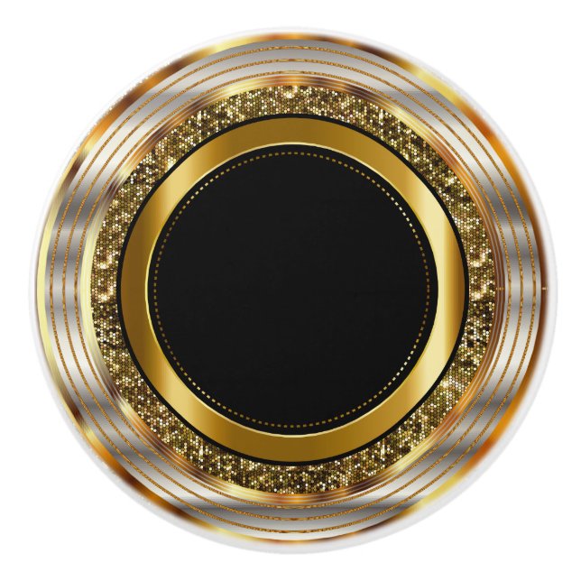 Beautiful Gold and Black Ceramic Knob (Front)