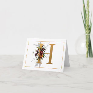 BEAUTIFUL GOLD AND FLORAL MONOGRAM H NOTE CARD