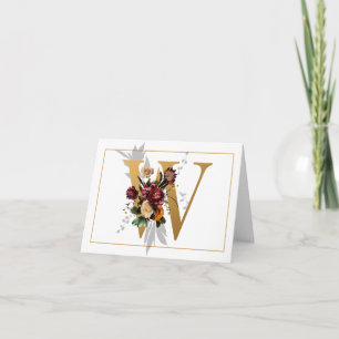 BEAUTIFUL GOLD AND FLORAL MONOGRAM W NOTE CARD