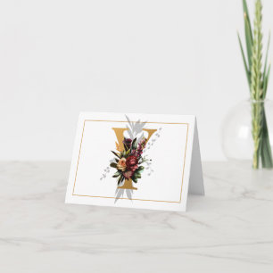 BEAUTIFUL GOLD AND FLORAL MONOGRAM Y NOTE CARD