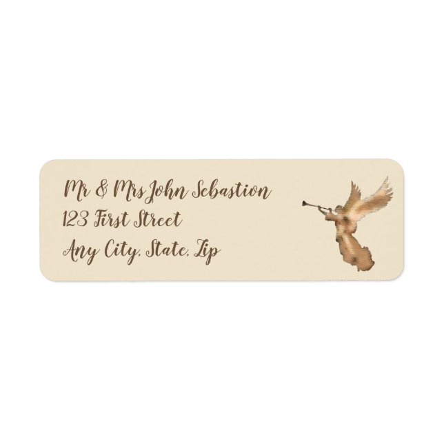 Beautiful Gold Angel Art Custom Name Return Address Label (Front)