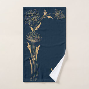 Beautiful gold Art Deco flowers Bath Towel Set