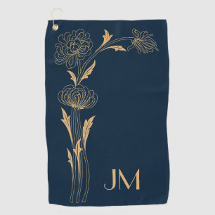 Beautiful gold Art Deco flowers Golf Towel