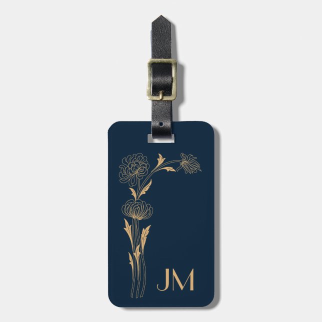 Beautiful gold Art Deco flowers Luggage Tag (Front Vertical)