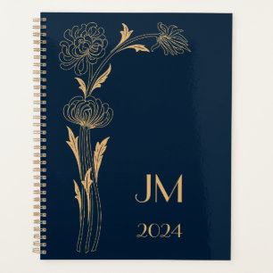 Beautiful gold Art Deco flowers Planner