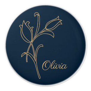 Beautiful gold Art Deco tulips Ceramic Knob