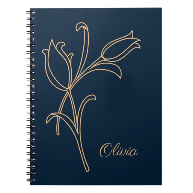 Beautiful gold Art Deco tulips Notebook (Front)