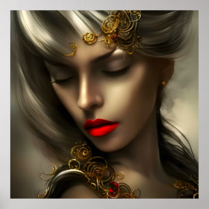 Beautiful gold blonde women with red lips jewels 2 poster