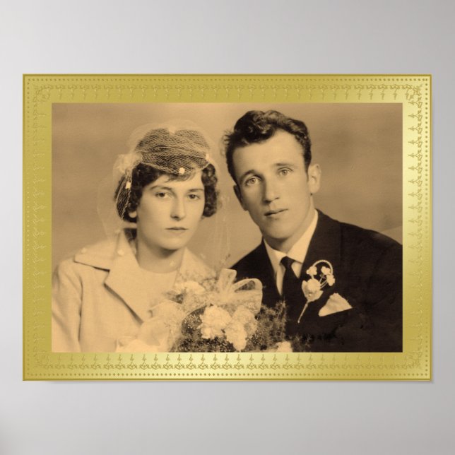 Beautiful gold border frame custom photo poster (Front)