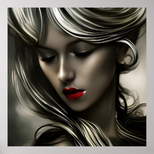 Beautiful gold bronze blonde women with red lips 2 poster