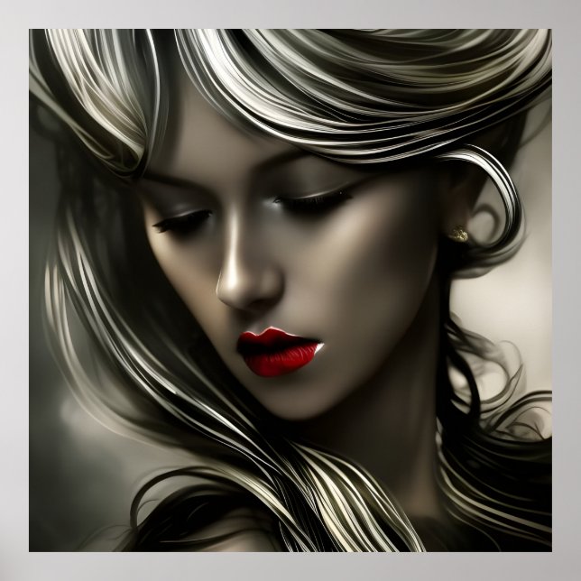 Beautiful gold bronze blonde women with red lips 2 poster (Front)