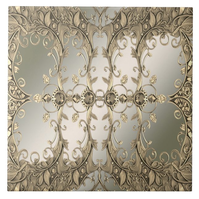 Beautiful Gold Decorative Ceramic Tile (Front)