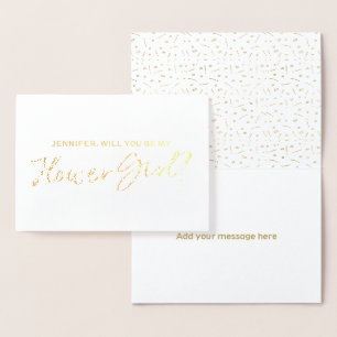 Beautiful Gold Foil Will You Be My Flower Girl Foil Card
