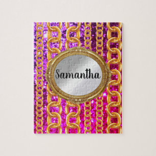 Beautiful Gold Glitter Monogram Chic Elegant Jigsaw Puzzle