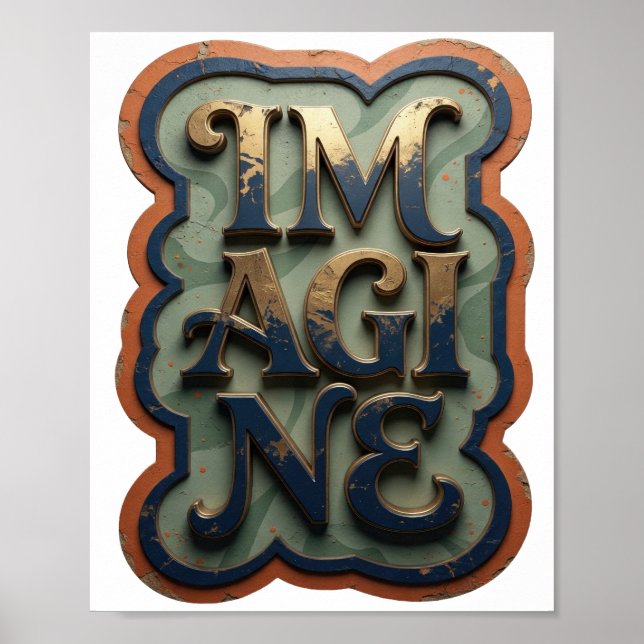 Beautiful Gold IMAGINE Design Poster (Front)