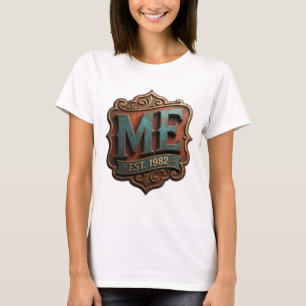 Beautiful Gold ME EST 1982 3D Text Art T-Shirt