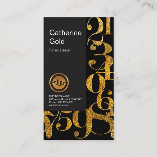 Beautiful Gold Numbers Design Forex Business Card (Front)