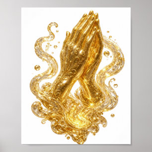 Beautiful Gold PRAYING HANDS Poster
