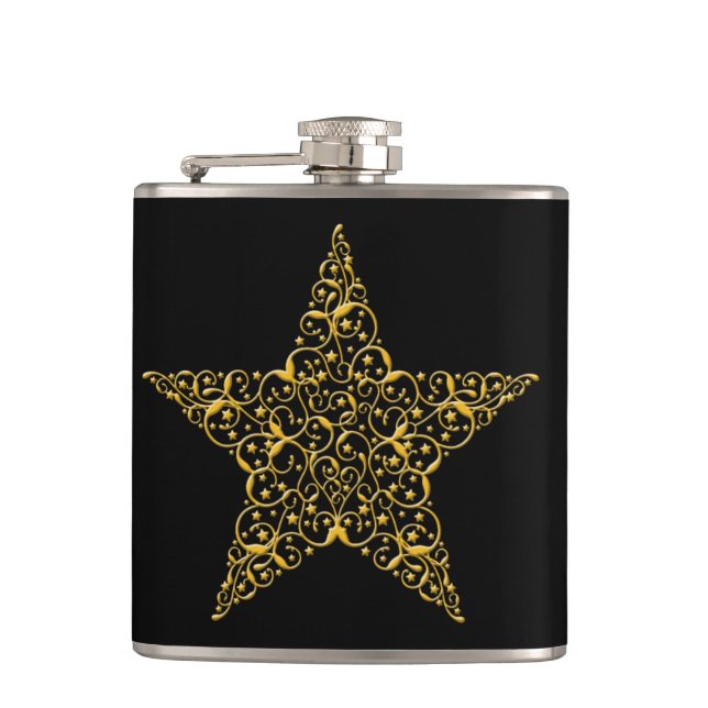 Beautiful Gold Star Flask (Front)