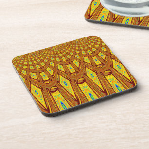 Beautiful Golden Brown African Tribal Print vector Coaster