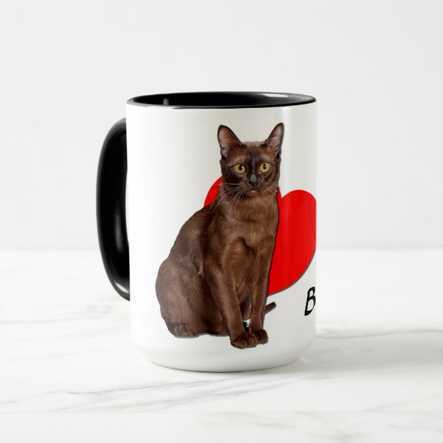 Beautiful Golden Burmese Cat Moggy Heart Love   Mug (Front Left)