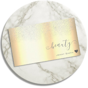 Beautiful Golden Design with Silver Glitter Rain Business Card