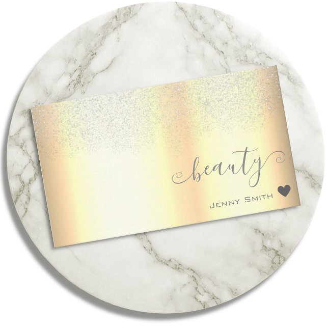 Beautiful Golden Design with Silver Glitter Rain Business Card (Creator Uploaded)